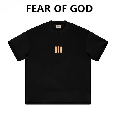 FEAR OF GOD潮牌联名三条杠植绒短袖T恤男女高街纯棉宽松情侣FOG