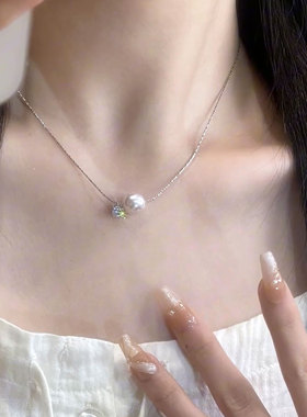一心有你银色水滴锆石项链小众女