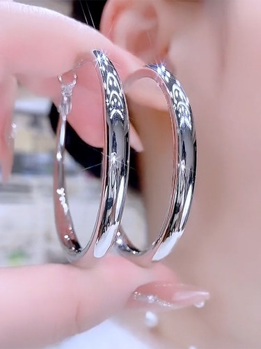 港风光面素耳圈大耳环2024年新款