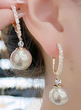2025年新款潮气质百搭珍珠白色耳环高级感耳饰女轻奢法式防丢耳扣