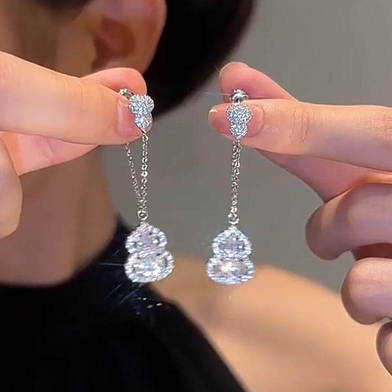 精致轻奢葫芦吊坠流苏耳环耳饰女