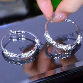 圈圈耳环菱纹光面耳圈2025年新款 轻奢气质圆圈个性 夸张显脸瘦耳饰