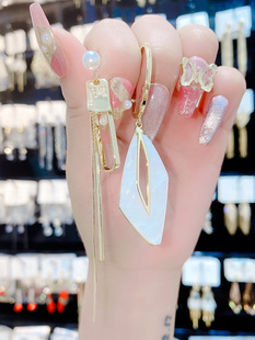 气质高级大气AB款几何菱形耳环2025新款纯银针个性夸张不对称耳饰