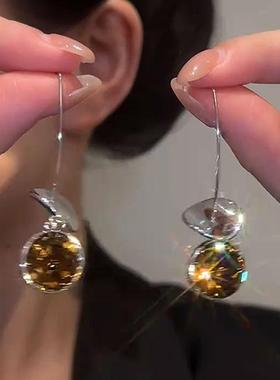 复古几何水晶长款流苏耳坠轻奢高级感流行百搭耳环小众设计感耳饰