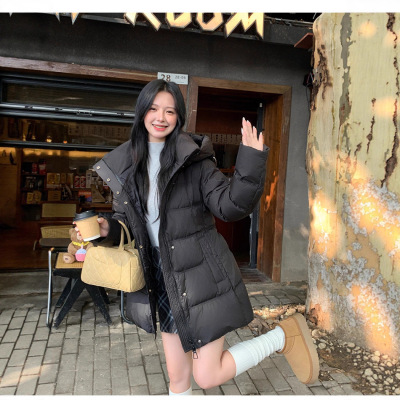 羽绒服女2025冬季新款欧洲站中长款90白鸭绒连帽韩版时尚加厚