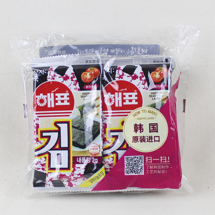 韩国紫菜进口紫菜海苔海飘番茄味