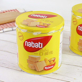 印尼nabati丽芝士芝士威化饼干罐装300g 那巴提奶酪味饼干