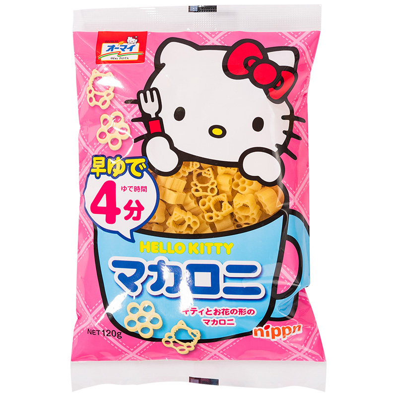 日本进口辅食hello kitty婴儿儿童宝宝意面通心粉无盐面条120g