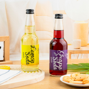 日本进口齐藤广岛蓝色可乐桃子味汽水限定收藏版 碳酸饮料 玻璃瓶装