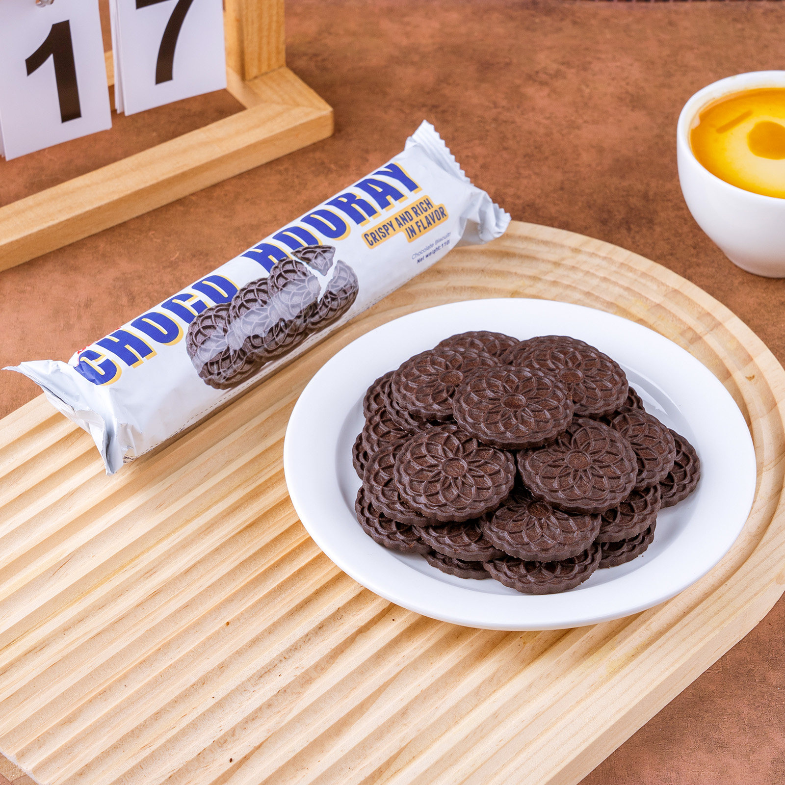 2包罗达巧克力饼干印尼进口无夹心营养点心袋装110g纯可可零食
