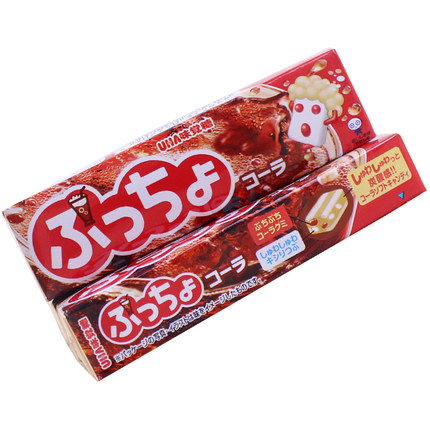 日本进口零食 悠哈UHA味觉糖 普超可乐味夹心软糖可爱糖果50g条装