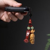 紫檀木黄杨木汽车钥匙扣挂饰人生如意男女包包吊坠