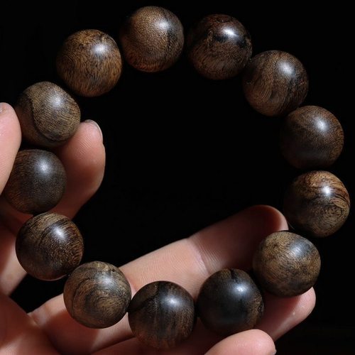 沉水级越南菩萨棋沉香手串天然黑油手工老料结香饱满香味浓郁保真