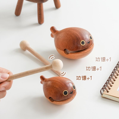 木鱼解压大号实木我佛慈杯敲法器小木鱼敲打随身摆件情绪稳定神器