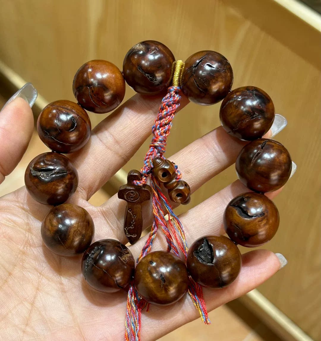 雷击枣木手串 雷焦木自然雷纹雷心老料手串 男女饰品手链包邮