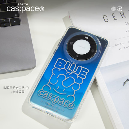 殼空間原创蓝色气泡字磨砂半透明渐变适用华为Mate60pro简约Mate60pro+手机壳新款电镀防摔全包保护壳