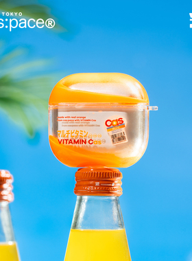 壳空间原创个性新款cas:橙汁耳机壳适用苹果AirpodsPro1/2/3/4代流沙蓝牙耳机保护壳耳机套透明酷