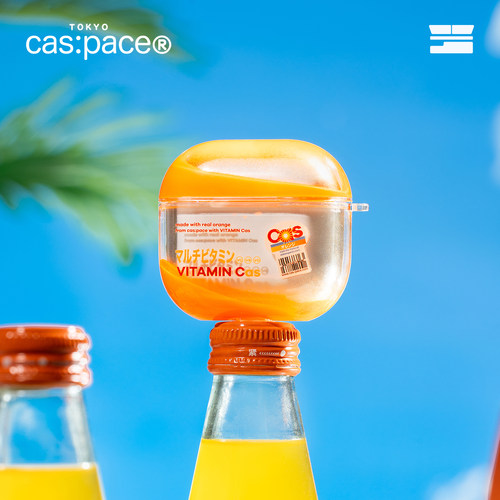 壳空间原创个性新款cas:橙汁耳机壳适用苹果AirpodsPro1/2/3/4代流沙蓝牙耳机保护壳耳机套透明酷