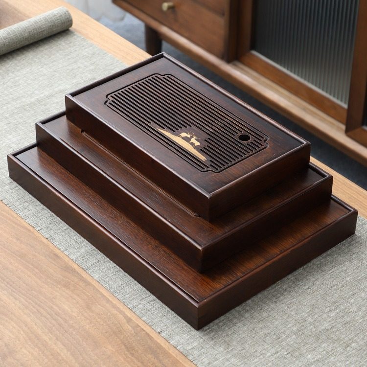 新款胡桃色一路有你竹制茶盘长方形简约式蓄水托盘功夫茶具盘茶桌,餐饮具,茶盘,淘宝优惠券,粉丝福利购,淘宝优惠卷