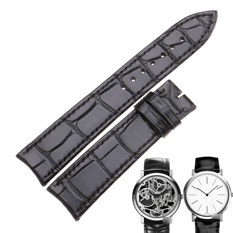 适配伯爵ALTIPLANO系列G0A37132 G0A29112弯弧接口薄男鳄鱼皮表带