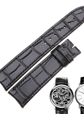 适配伯爵ALTIPLANO系列G0A37132 G0A29112弯弧接口薄男鳄鱼皮表带