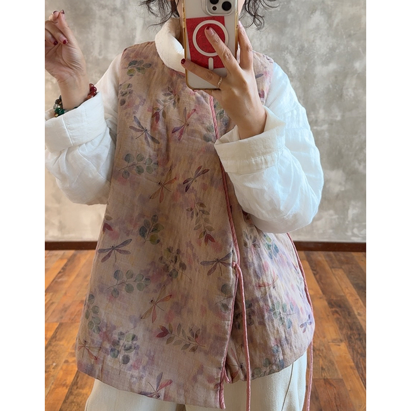 YIMIAN高知新中式宽松版印花马甲