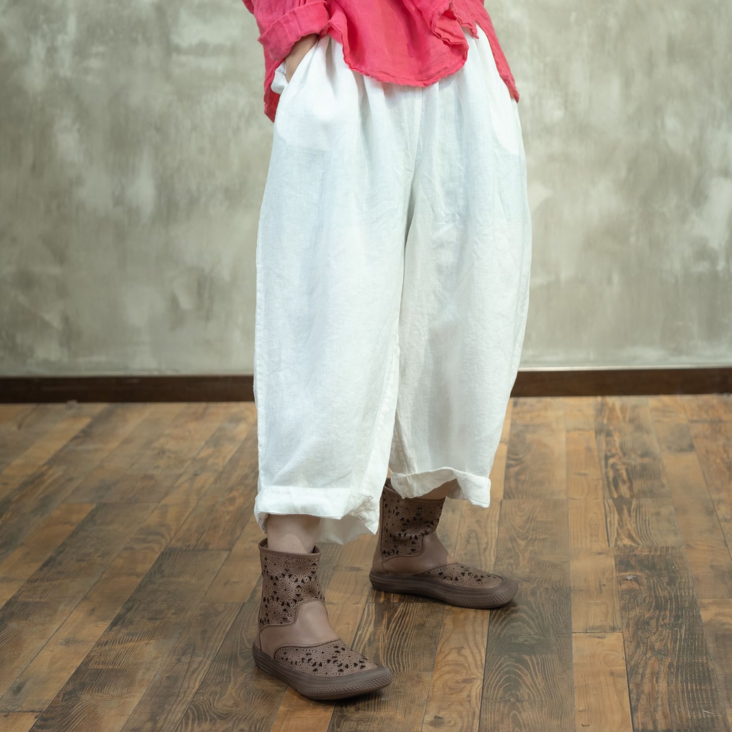 YIMIAN自然休闲文艺宽松裤子