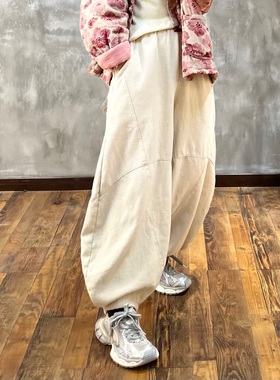 YIMIAN  韵味舒适天丝苎麻魅力休闲风潮随性洒脱显瘦加绒裤26026