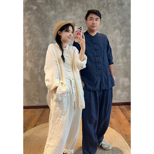 YIMIAN 温婉亚麻匠心盘扣新中式禅意茶服松弛立领开衫上衣2625181