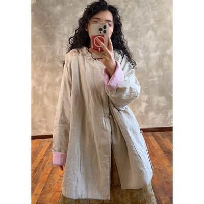 YIMIAN时尚亚麻质感新中式棉衣