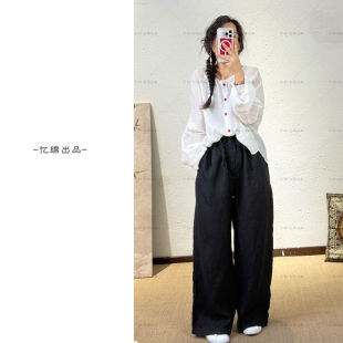 简约风百搭100%汉麻休闲显瘦宽松高级感裤 密码 子 时尚 YIMIAN