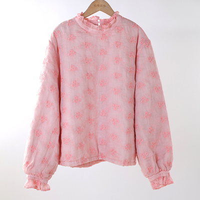 YIMIAN   苎麻立体刺绣重工花边领宽松加棉上衣2625494