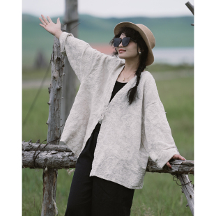 YIMIAN 静奢大气假日雅韵提花刺绣文艺重工系带慵懒风气质开衫