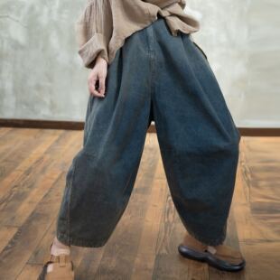 YIMIAN 2624299 复古做旧炸街潮流宽松洋气牛仔裤