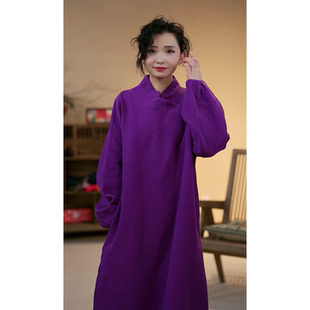 YIMIAN 重磅提花改良斜襟立领连衣裙26093 「青梅煮酒」高定设计款