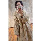 斜襟文艺系绳长款 YIMIAN 松弛质感小马印花国风新中式 棉衣290333