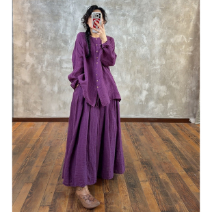 YIMIAN 显瘦半身裙21010 清冷感雅致春日小清新文艺压褶垂坠感A版