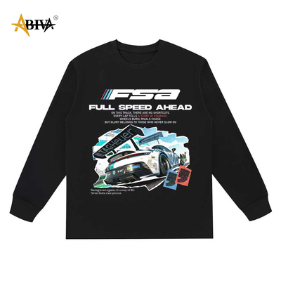 美式复古赛车文化黑色长袖T恤