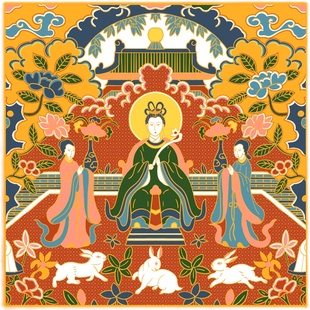 囿春【新品补子】明制 圆领 交领补服 月宫仙女兔补汉服 织金仿妆