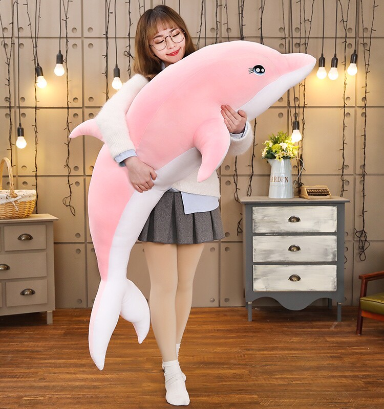 돌고래 플러시 장난감 걸레 인형 귀여운 잠자는 베개 인형 초대형 침대 인형 소녀 생일 선물