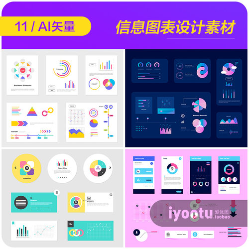 时尚简洁信息图表大数据分析柱形图UI元素AI矢量设计素材18110505