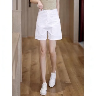 子宽松休闲阔腿五分裤 白色短裤 纯棉透气外穿直筒裤 夏季 女2026新款