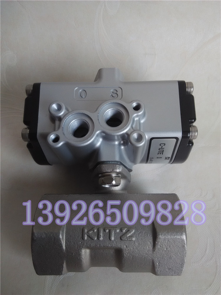 日本KITZ北泽DN8气动球阀C-UTE不锈钢阀体双作用控制丝扣现货