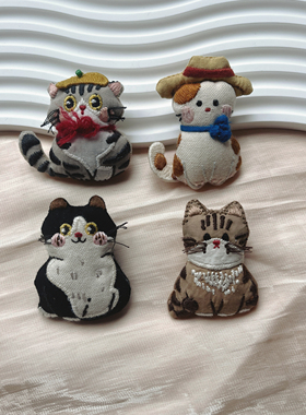 甜宠萌小猫布艺充棉胸针可爱童趣服装别针书包背包韩式装饰品衣帽