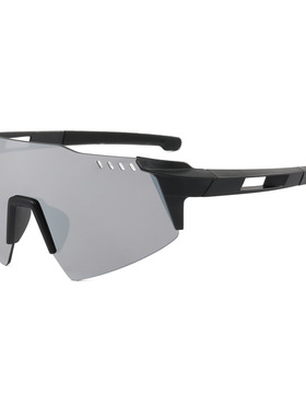 黑色无框骑行墨镜男UV400户外跑步运动自行车防风防晒太阳眼镜女