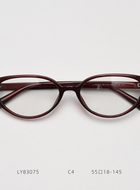 红色TR90板材脚猫眼眼镜男女复古茶气质文艺平光镜架近视可配度数