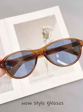 复古大框蛤蟆太阳镜男女素颜高级感遮阳防紫外线蓝色红色墨镜潮酷