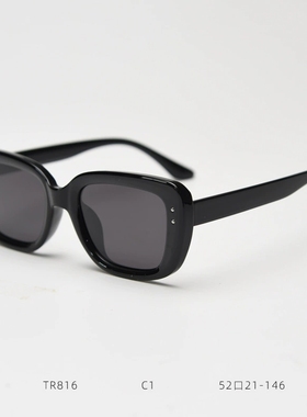 可爱呆萌复古黑色方框偏光太阳眼镜女潮时尚配近视墨镜防紫外线男