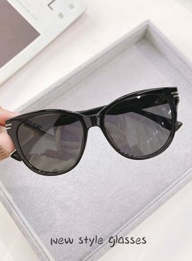 大脸黑色圆框偏光太阳眼镜潮男女同款2026新款高级感防紫外线墨镜
