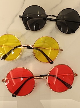 复古圆框个性太子镜红色chic女墨镜金属圆脸显瘦太阳镜男开车专用